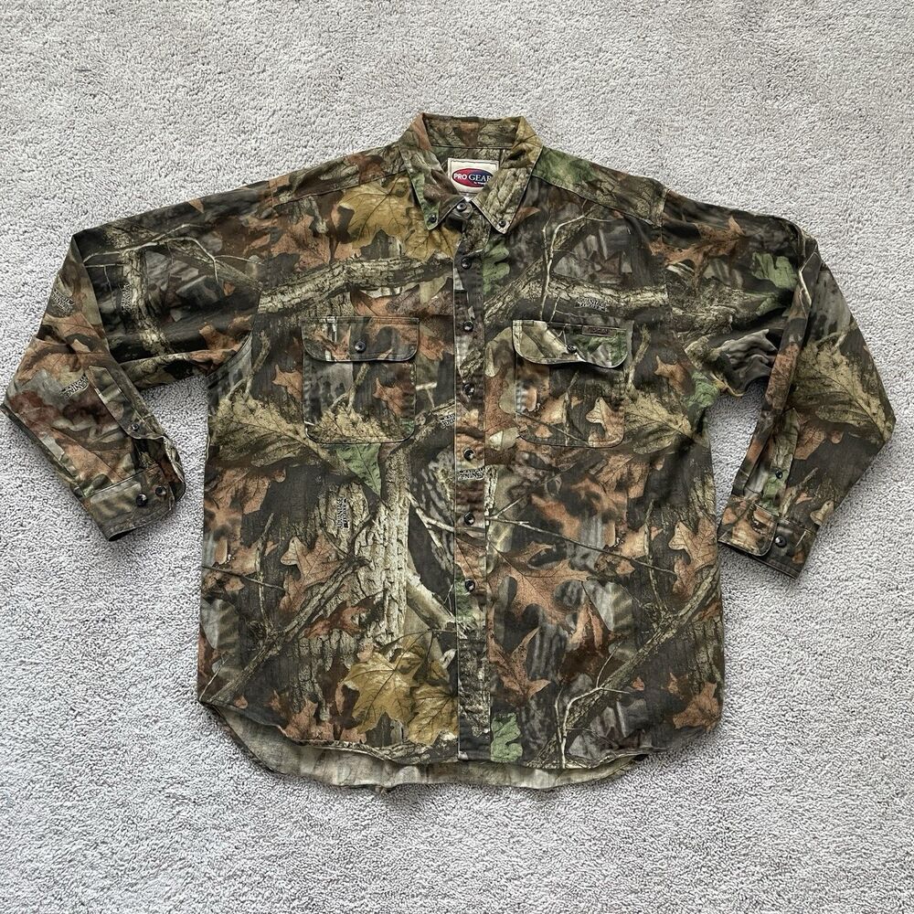 Vintage Wrangler Pro Gear Shirt Mens XL Camouflage Flannel Advantage Timber